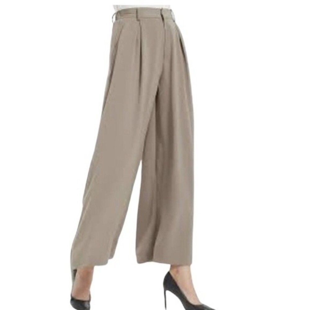 Tronjori In Mocha Color High Waist Casual Pants Trousers Wide Leg Sz 4 NWOT